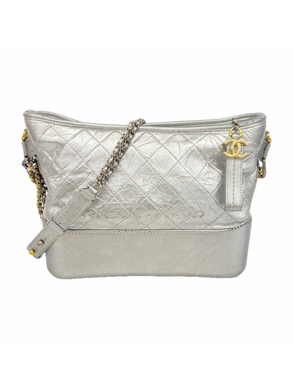 Chanel Shoulder Bag Gabrielle de Chanel Calfskin Silver Gold